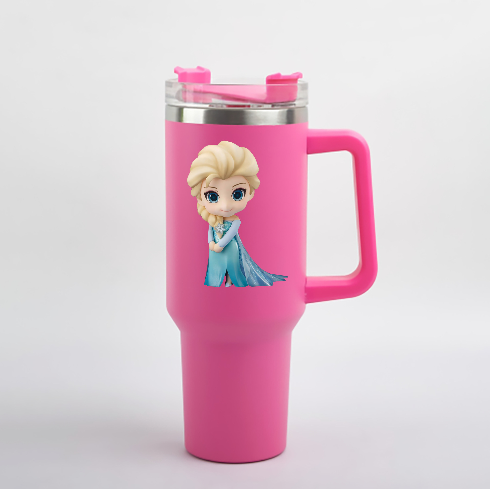 （画像用） アナと雪の女王 アンナ エルサ Frozen Anna Elsa 1200mL車用タンブラー - クリスタルステッカー（プラスチックストロー付き）